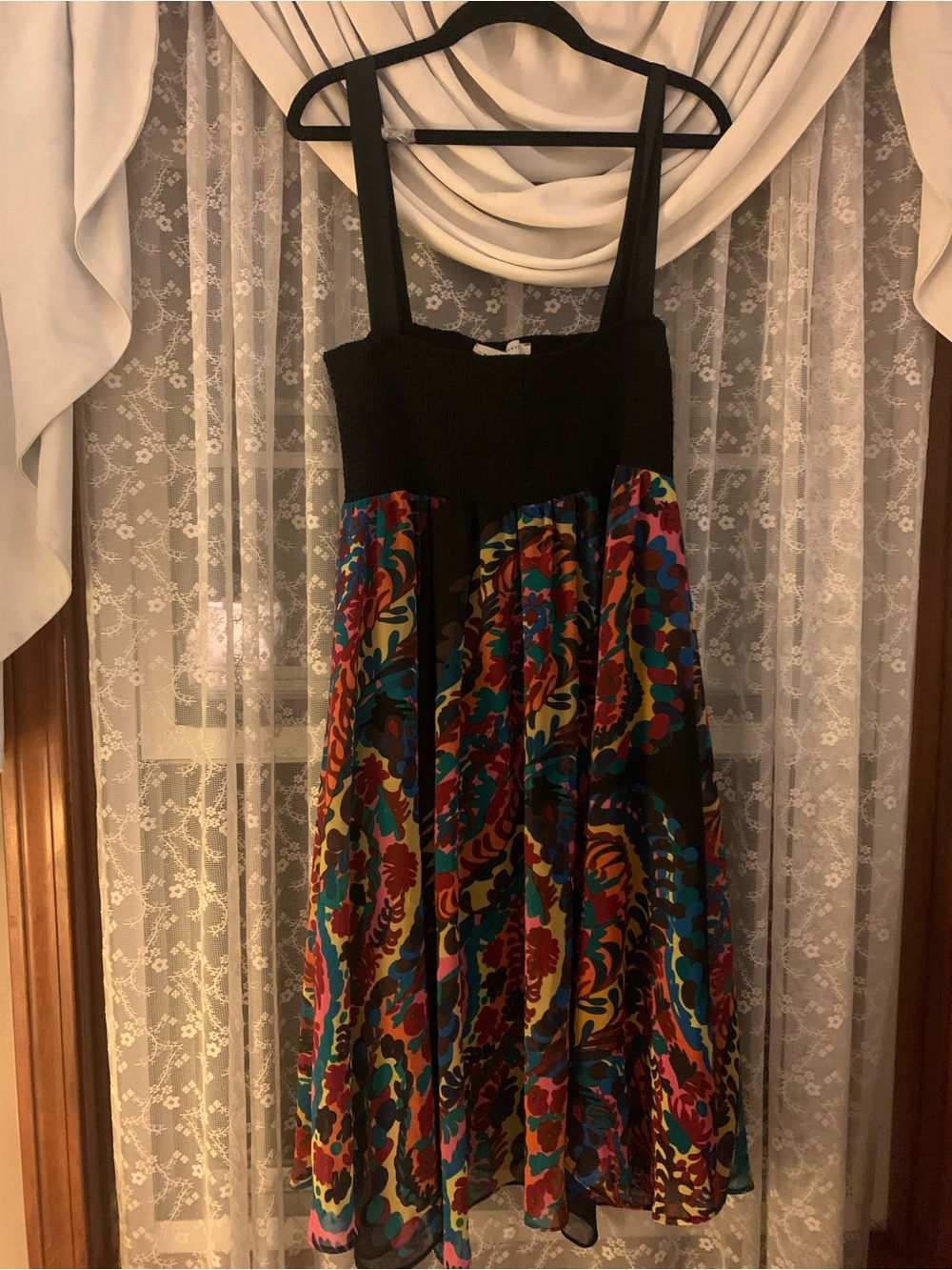 Zara Multicolor Paisley Print Boho Hippie Mini Dress Chic Party Size Large L